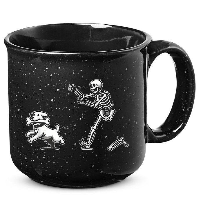 Halloween Dog Funny Skeleton Skeleton Chasing Dog 15oz Campfire Ceramic Mug