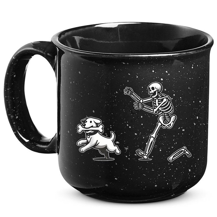 Halloween Dog Funny Skeleton Skeleton Chasing Dog 15oz Campfire Ceramic Mug