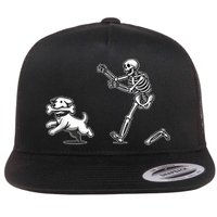 Halloween Dog Funny Skeleton Skeleton Chasing Dog Flatbill Hat