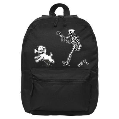 Halloween Dog Funny Skeleton Skeleton Chasing Dog 16 in Basic Backpack