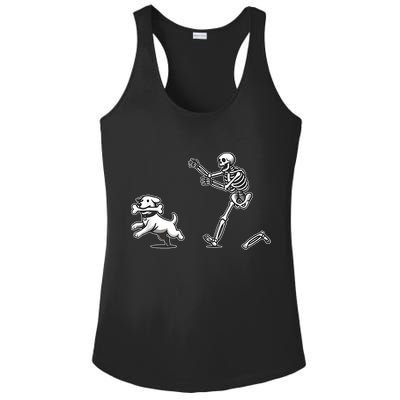 Halloween Dog Funny Skeleton Skeleton Chasing Dog Ladies PosiCharge Competitor Racerback Tank