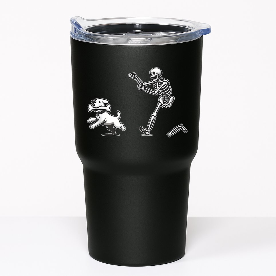 Halloween Dog Funny Skeleton Skeleton Chasing Dog Tumbler