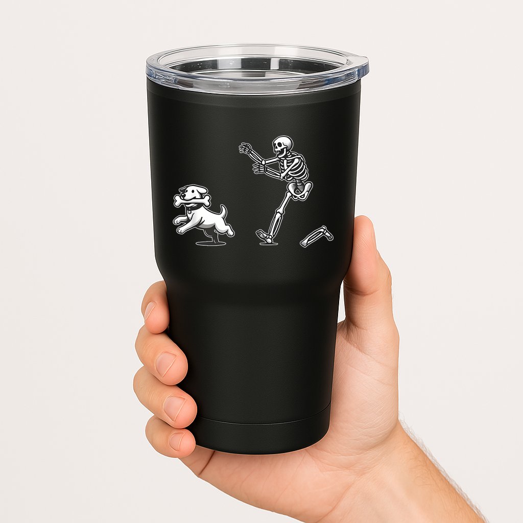 Halloween Dog Funny Skeleton Skeleton Chasing Dog Tumbler