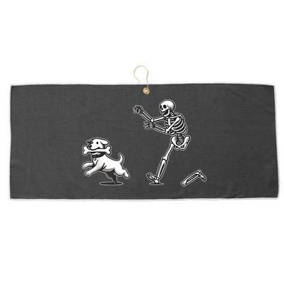 Halloween Dog Funny Skeleton Skeleton Chasing Dog Large Microfiber Waffle Golf Towel
