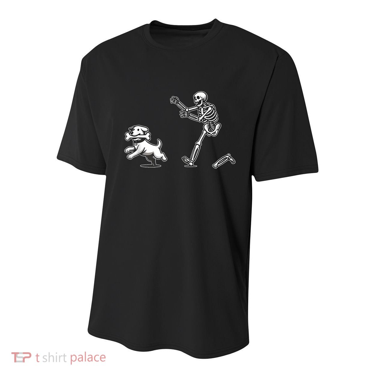 Halloween Dog Funny Skeleton Skeleton Chasing Dog Youth Performance Sprint T-Shirt