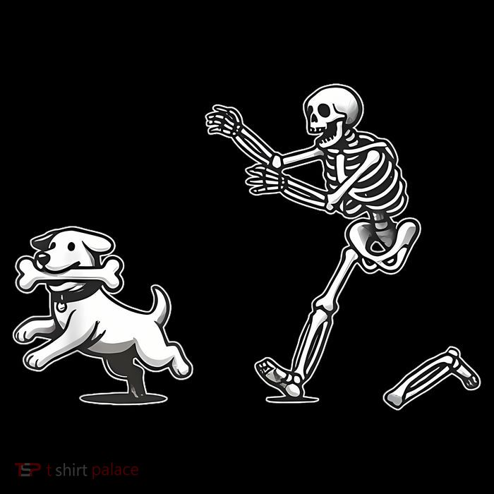 Halloween Dog Funny Skeleton Skeleton Chasing Dog Youth Performance Sprint T-Shirt