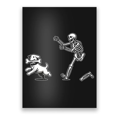 Halloween Dog Funny Skeleton Skeleton Chasing Dog Poster