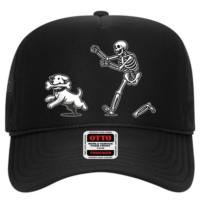 Halloween Dog Funny Skeleton Skeleton Chasing Dog Trucker Hat