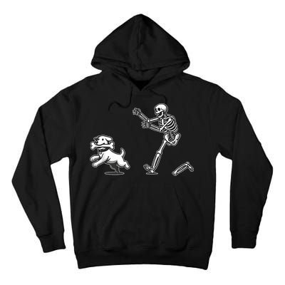 Halloween Dog Funny Skeleton Skeleton Chasing Dog Tall Hoodie
