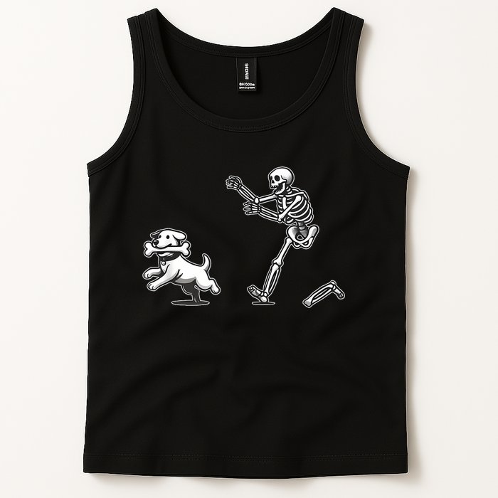 Halloween Dog Funny Skeleton Skeleton Chasing Dog Tank Top