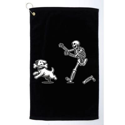 Halloween Dog Funny Skeleton Skeleton Chasing Dog Golf Towel