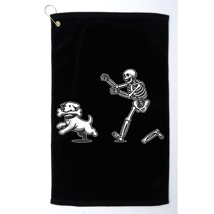 Halloween Dog Funny Skeleton Skeleton Chasing Dog Golf Towel