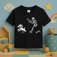 Halloween Dog Funny Skeleton Skeleton Chasing Dog Toddler T-Shirt