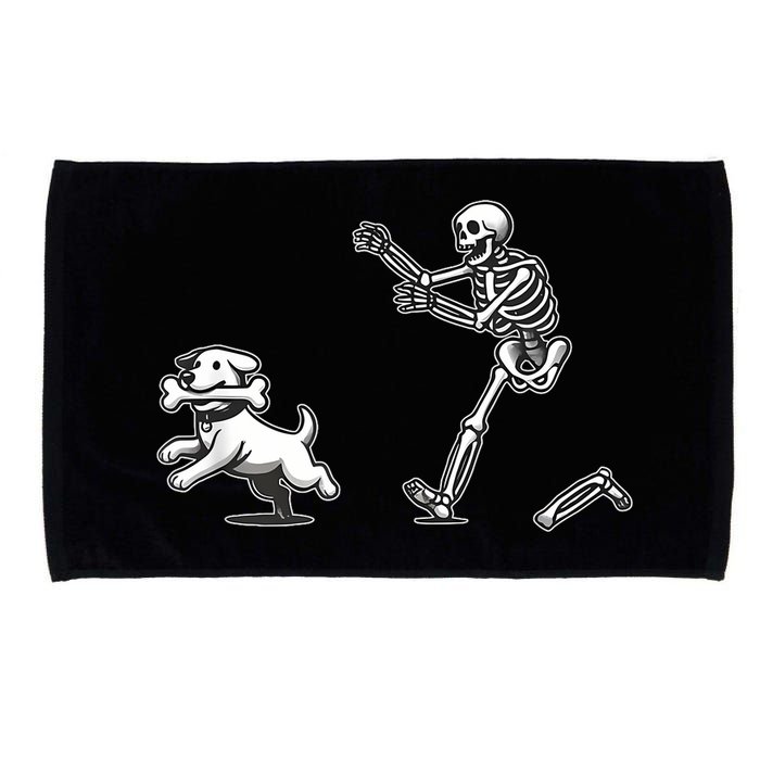 Halloween Dog Funny Skeleton Skeleton Chasing Dog Microfiber Hand Towel