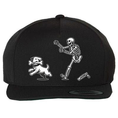 Halloween Dog Funny Skeleton Skeleton Chasing Dog Wool Snapback Cap