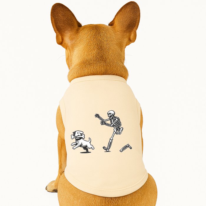 Halloween Dog Funny Skeleton Skeleton Chasing Dog Doggie Tank