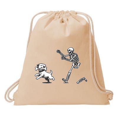 Halloween Dog Funny Skeleton Skeleton Chasing Dog Drawstring Bag