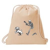Halloween Dog Funny Skeleton Skeleton Chasing Dog Drawstring Bag