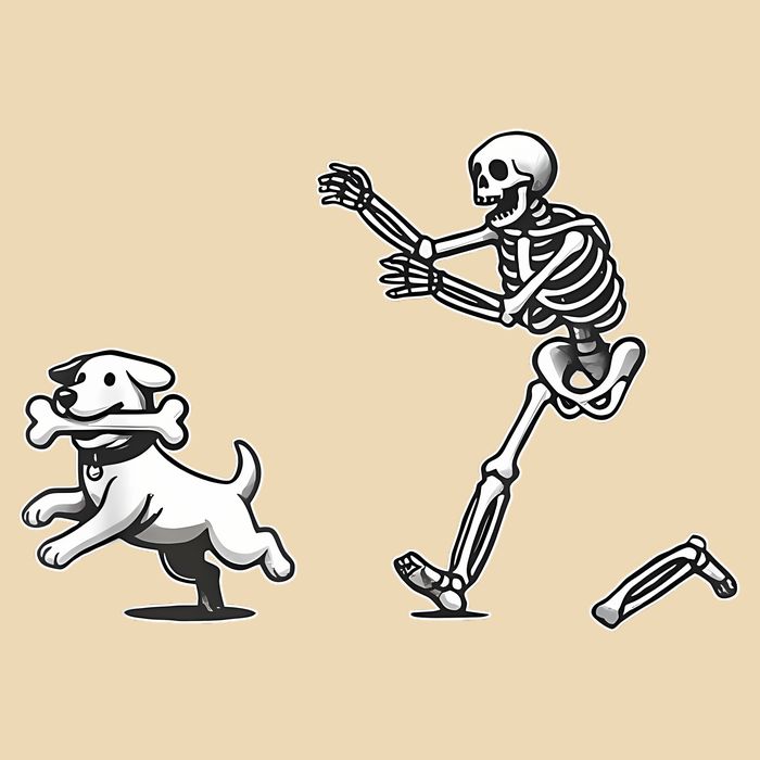 Halloween Dog Funny Skeleton Skeleton Chasing Dog 25L Jumbo Tote
