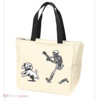 Halloween Dog Funny Skeleton Skeleton Chasing Dog Zip Tote Bag