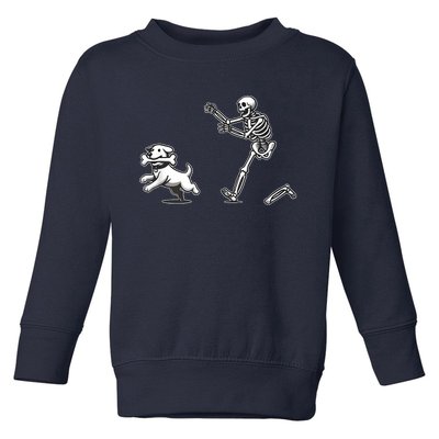 Halloween Dog Funny Skeleton Skeleton Chasing Dog Toddler Sweatshirt