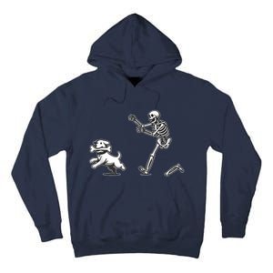 Halloween Dog Funny Skeleton Skeleton Chasing Dog Tall Hoodie