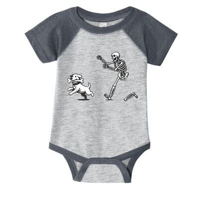 Halloween Dog Funny Skeleton Skeleton Chasing Dog Infant Baby Jersey Bodysuit