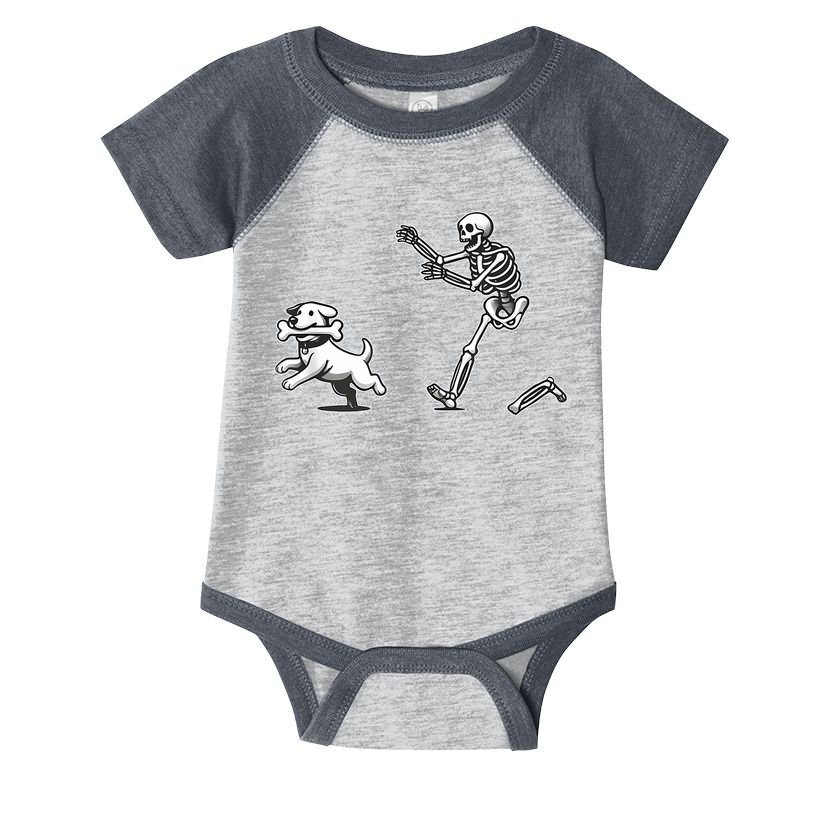 Halloween Dog Funny Skeleton Skeleton Chasing Dog Infant Baby Jersey Bodysuit