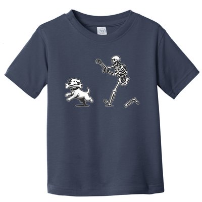 Halloween Dog Funny Skeleton Skeleton Chasing Dog Toddler T-Shirt