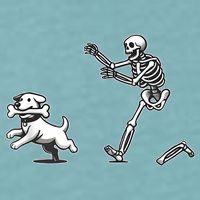 Halloween Dog Funny Skeleton Skeleton Chasing Dog Sueded Cloud Jersey T-Shirt