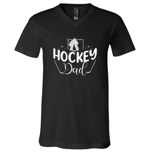 Hockey Dad Funny Father's Day Gift V-Neck T-Shirt