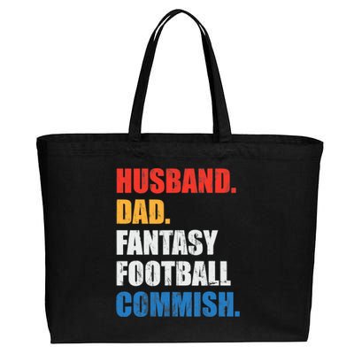 Husband Dad Fantasy Football Commish, Fantasy Commissioner Cotton Canvas Jumbo Tote