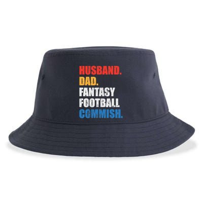 Husband Dad Fantasy Football Commish, Fantasy Commissioner Sustainable Bucket Hat