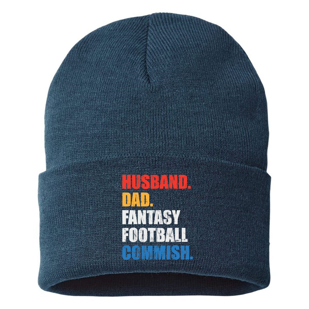 Husband Dad Fantasy Football Commish, Fantasy Commissioner Sustainable Knit Beanie