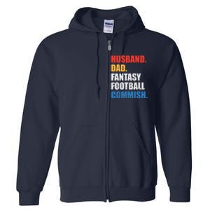 Husband Dad Fantasy Football Commish, Fantasy Commissioner Full Zip Hoodie