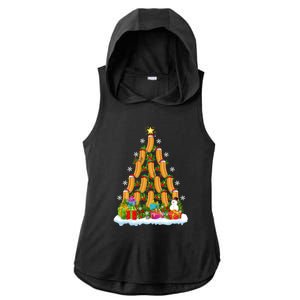 Hot Dog Food Lover Xmas Holiday Santa Hot Dog Christmas Tree Ladies PosiCharge Tri-Blend Wicking Draft Hoodie Tank