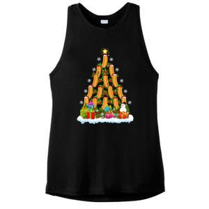 Hot Dog Food Lover Xmas Holiday Santa Hot Dog Christmas Tree Ladies PosiCharge Tri-Blend Wicking Tank