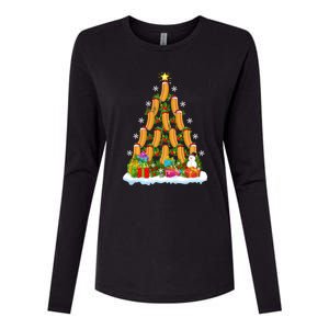 Hot Dog Food Lover Xmas Holiday Santa Hot Dog Christmas Tree Womens Cotton Relaxed Long Sleeve T-Shirt