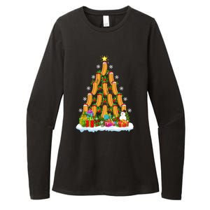 Hot Dog Food Lover Xmas Holiday Santa Hot Dog Christmas Tree Womens CVC Long Sleeve Shirt