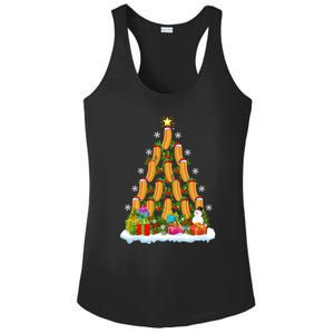 Hot Dog Food Lover Xmas Holiday Santa Hot Dog Christmas Tree Ladies PosiCharge Competitor Racerback Tank