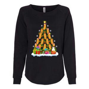 Hot Dog Food Lover Xmas Holiday Santa Hot Dog Christmas Tree Womens California Wash Sweatshirt