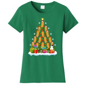 Hot Dog Food Lover Xmas Holiday Santa Hot Dog Christmas Tree Women's T-Shirt