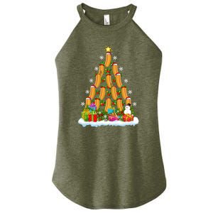 Hot Dog Food Lover Xmas Holiday Santa Hot Dog Christmas Tree Women's Perfect Tri Rocker Tank