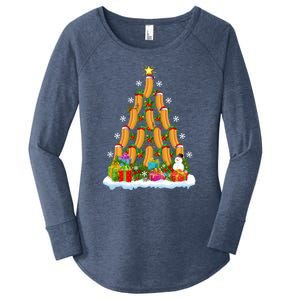 Hot Dog Food Lover Xmas Holiday Santa Hot Dog Christmas Tree Women's Perfect Tri Tunic Long Sleeve Shirt