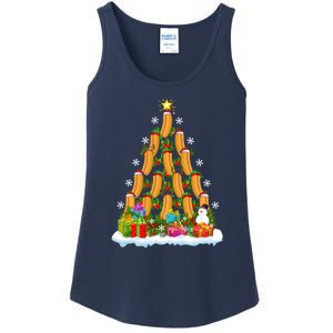 Hot Dog Food Lover Xmas Holiday Santa Hot Dog Christmas Tree Ladies Essential Tank