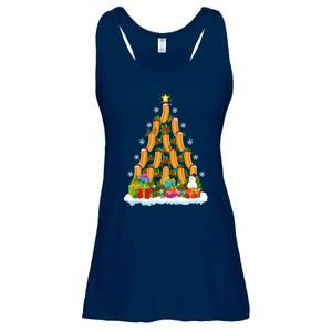 Hot Dog Food Lover Xmas Holiday Santa Hot Dog Christmas Tree Ladies Essential Flowy Tank