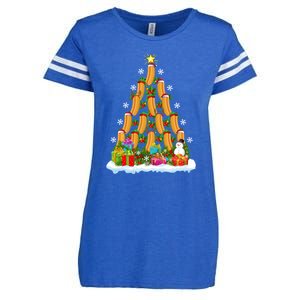 Hot Dog Food Lover Xmas Holiday Santa Hot Dog Christmas Tree Enza Ladies Jersey Football T-Shirt