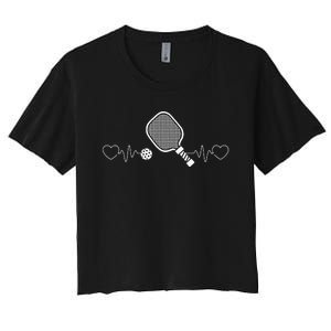 Heartbeat Design for a I Love Pickleball Player Women's Crop Top Tee