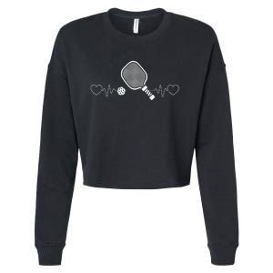 Heartbeat Design for a I Love Pickleball Player Cropped Pullover Crew