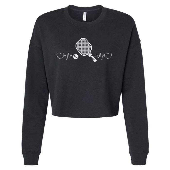 Heartbeat Design for a I Love Pickleball Player Cropped Pullover Crew